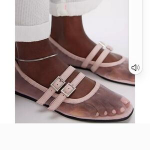 NEW!!! Free People Sheer Crystal Gemini Flats In Elegant Pink, Sz 11